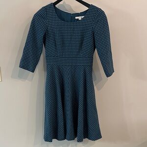 Boden Kate Teal spot dot wool dress